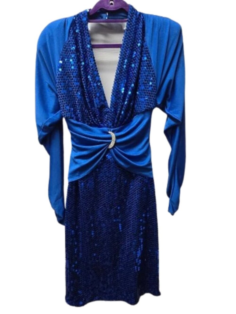 Vintage Climax Karen Okada David Howard Blue Sequin Moon Dress Size 7/8